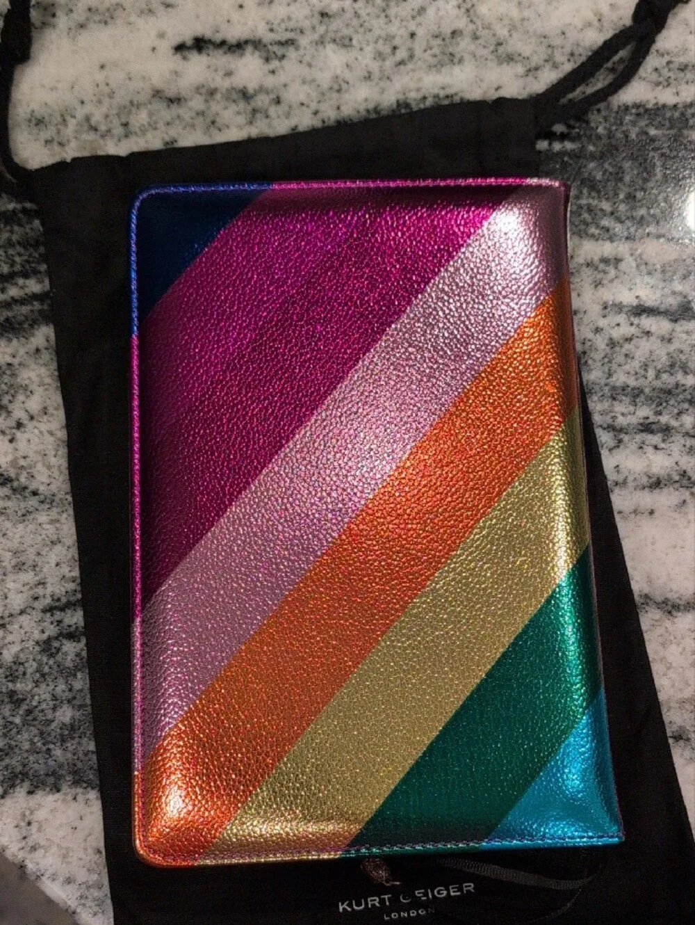 Kurt Geiger Notebook Journal - Metallic Rainbow Diagonal Stripe